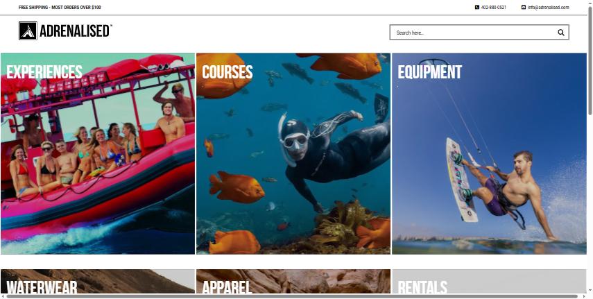 Adrenalised website homepage