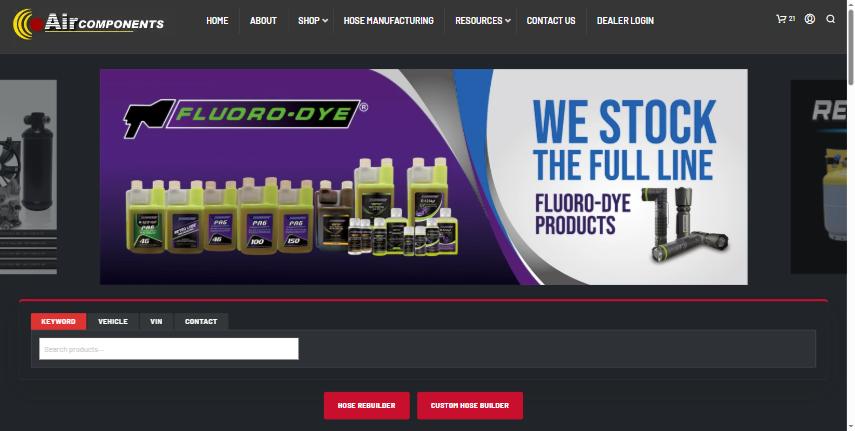 Air Components website homepage
