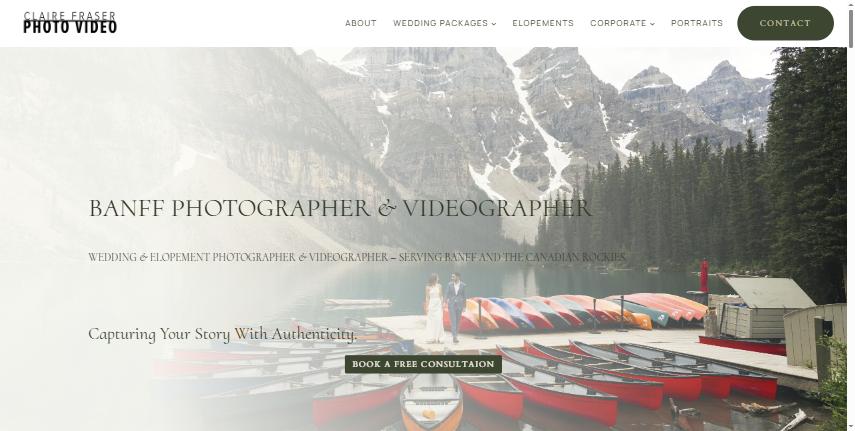 Claire Fraser Photo + Video website homepage