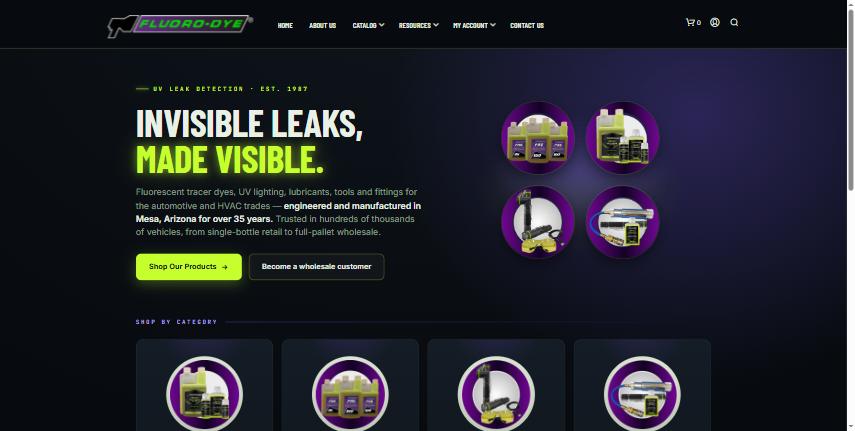Fluoro-Dye website homepage